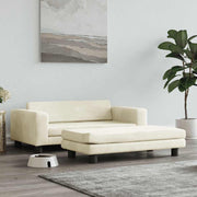Hondenmand 100x50x30 cm fluweel crèmekleurig met verlengstuk