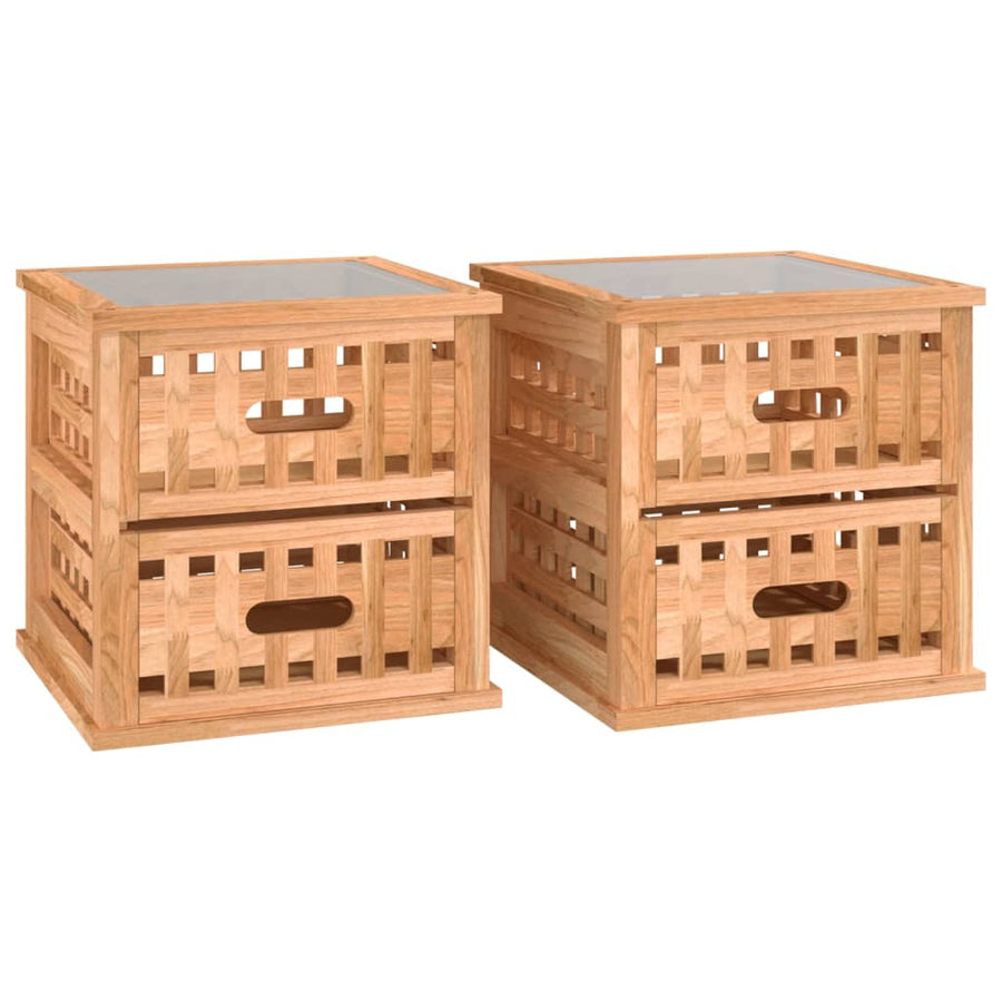 Nachtkastjes 2 St 34X34X34 Cm Massief Walnotenhout