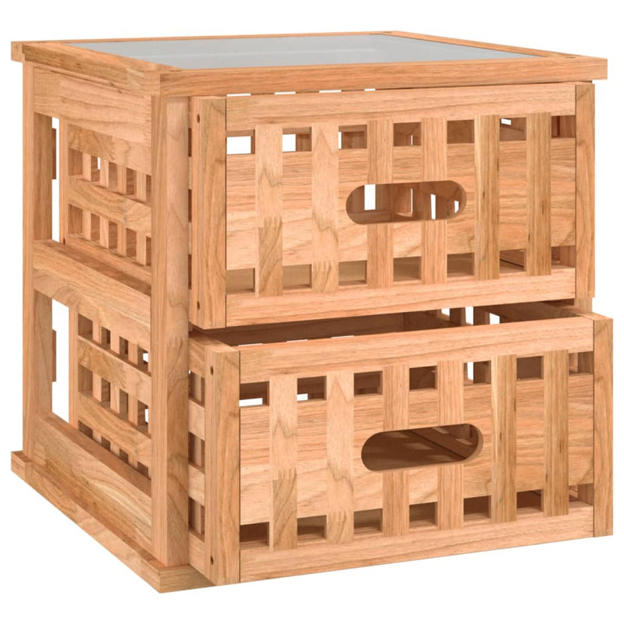Nachtkastjes 2 St 34X34X34 Cm Massief Walnotenhout