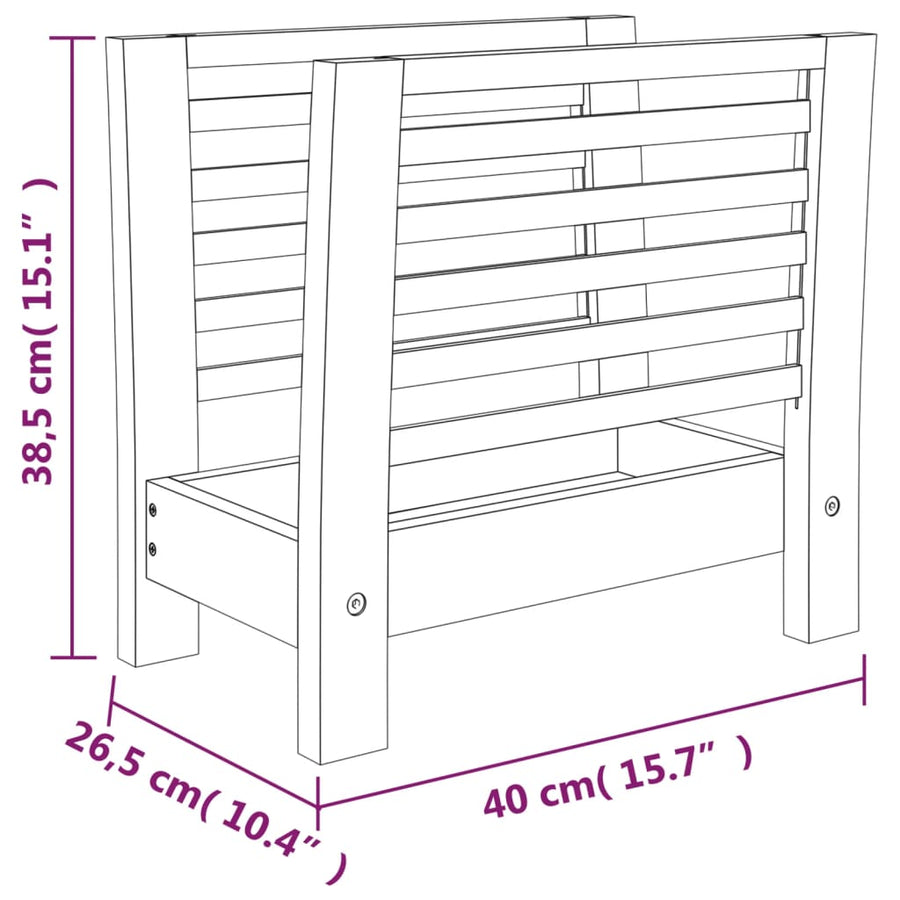 Tijdschriftenrek 40x26,5x38,5 cm massief walnotenhout