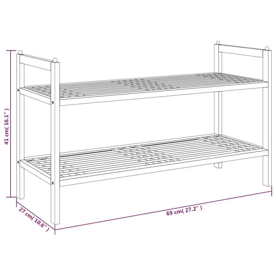 Schoenenrek 69X27X41 Cm Massief Walnotenhout