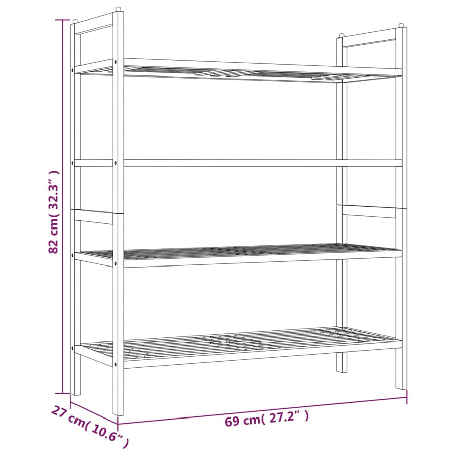 Schoenenrekken 2 St 69X27X41 Cm Massief Walnotenhout