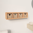 Wall shelf with baskets 62x18x16 cm solid walnut wood