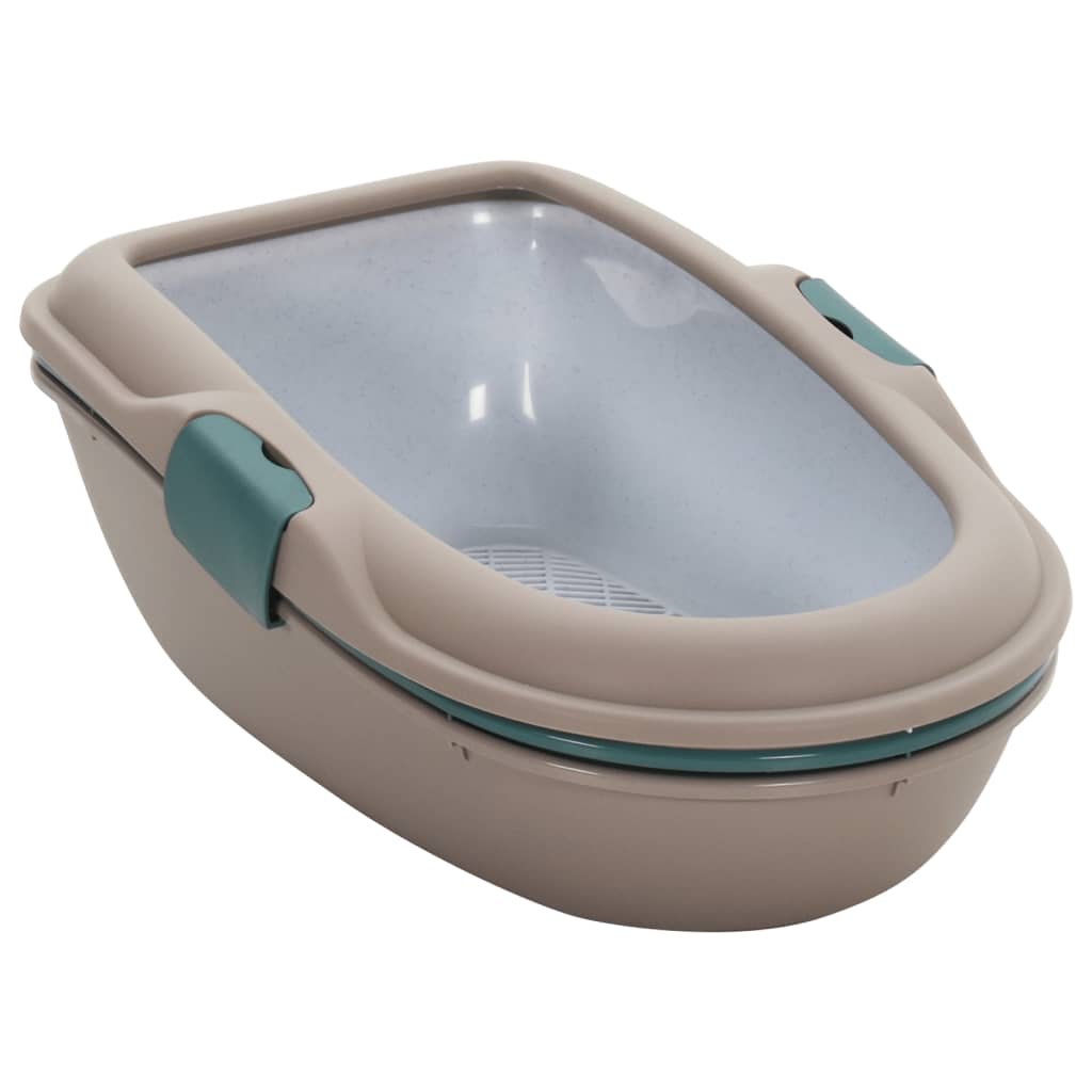 Kattenbak 59x39x22 cm polypropeen bruin en wit