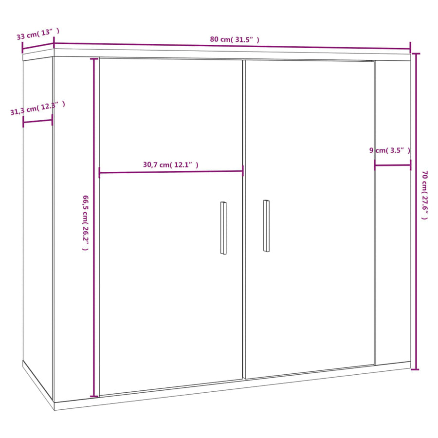 Dressoir 80X33X70 Cm Bewerkt Hout Wit
