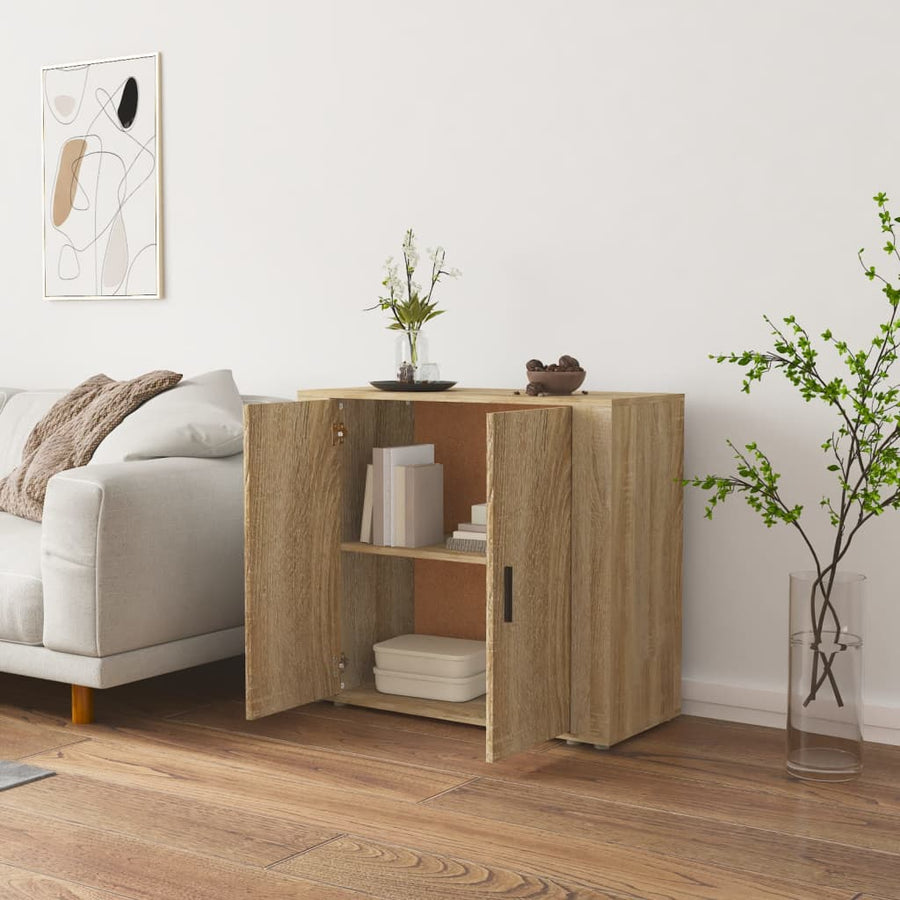 Dressoir 80x33x70 cm bewerkt hout sonoma eikenkleurig Sonoma eiken