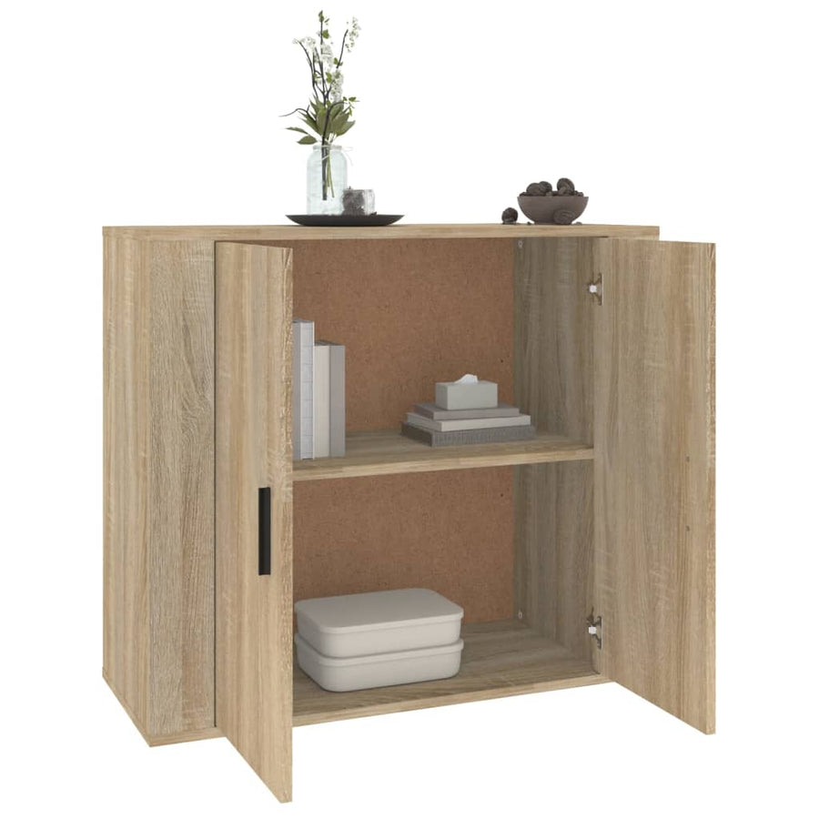 Dressoir 80x33x70 cm bewerkt hout sonoma eikenkleurig Sonoma eiken