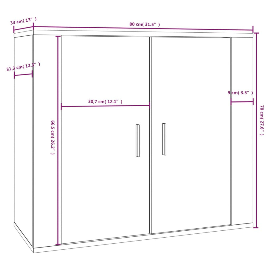 Dressoir 80x33x70 cm bewerkt hout sonoma eikenkleurig Sonoma eiken