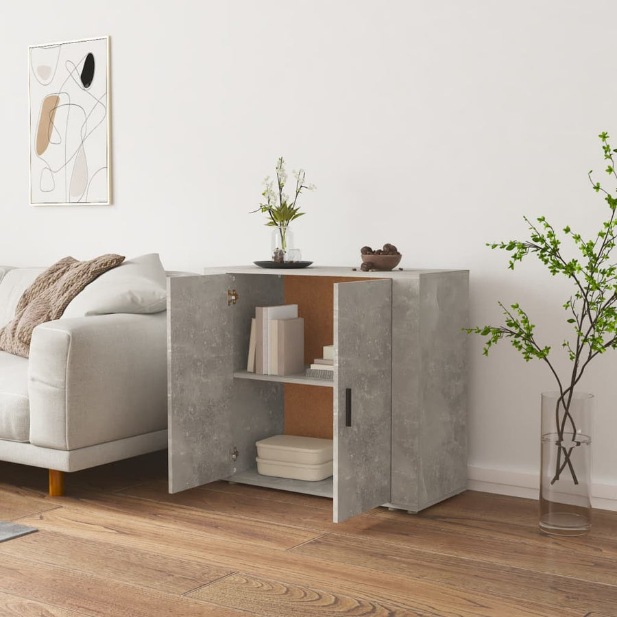 Dressoir 80X33X70 Cm Bewerkt Hout Betongrijs