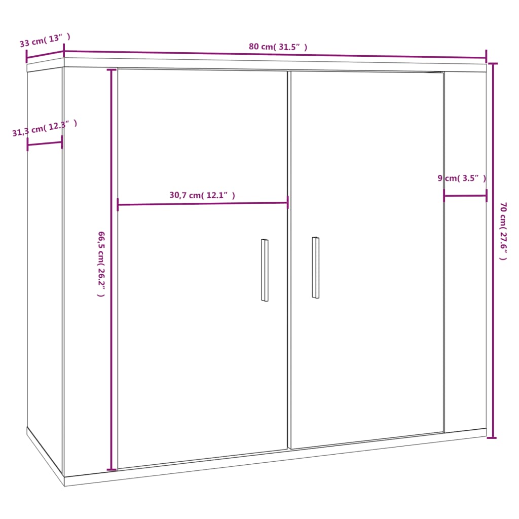 Dressoir 80X33X70 Cm Bewerkt Hout Betongrijs