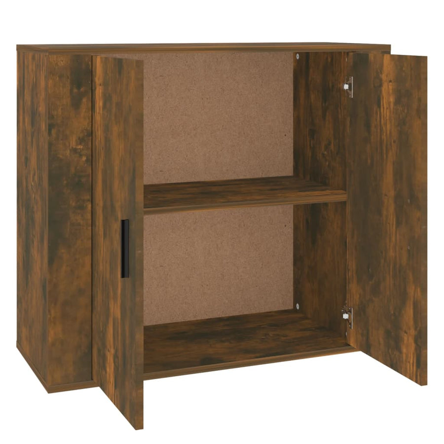 Dressoir 80X33X70 Cm Bewerkt Hout Gerookt Eikenkleurig