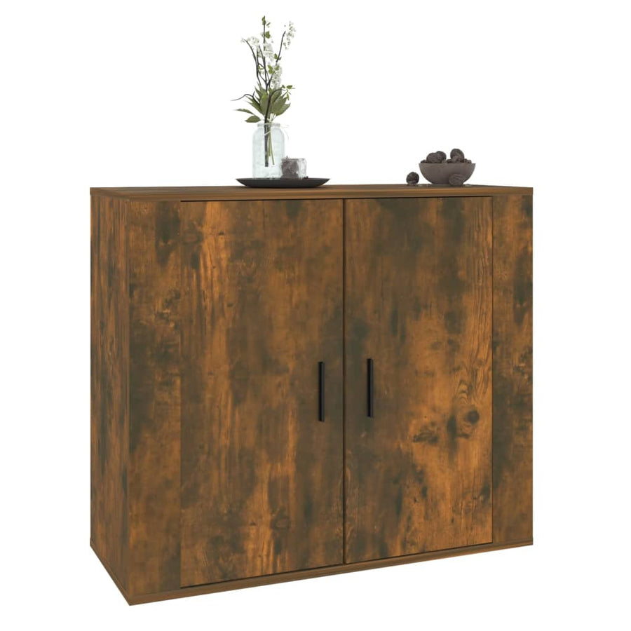 Dressoir 80X33X70 Cm Bewerkt Hout Gerookt Eikenkleurig