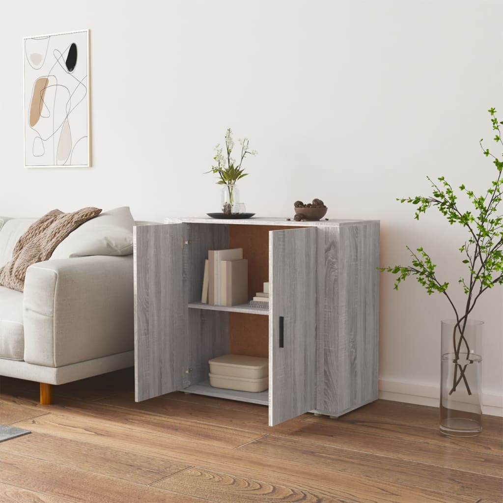 Dressoir 80X33X70 Cm Bewerkt Hout Grijs Sonoma Eikenkleurig