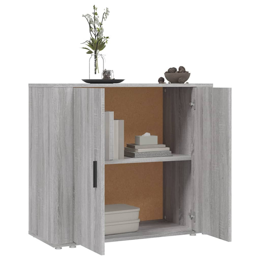 Dressoir 80X33X70 Cm Bewerkt Hout Grijs Sonoma Eikenkleurig