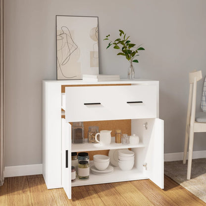 Dressoir 80X33X70 Cm Bewerkt Hout Wit