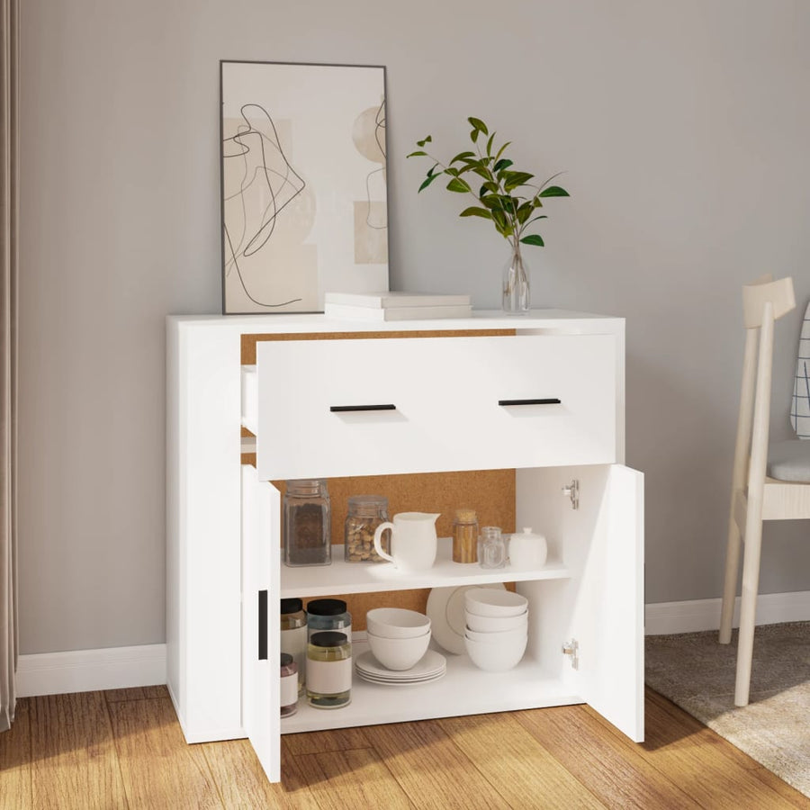 Dressoir 80X33X70 Cm Bewerkt Hout Wit