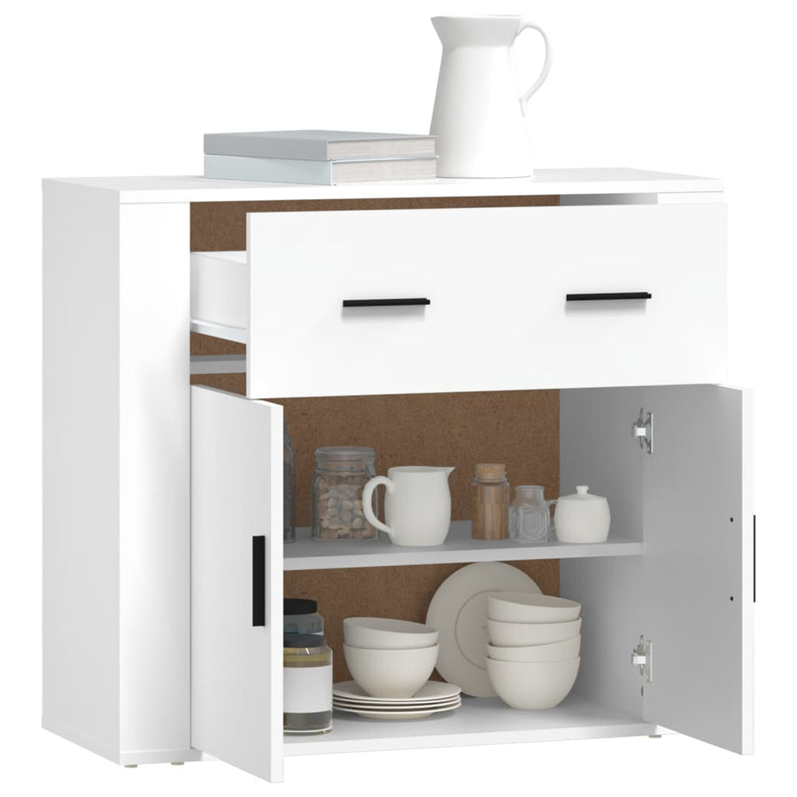 Dressoir 80X33X70 Cm Bewerkt Hout Wit