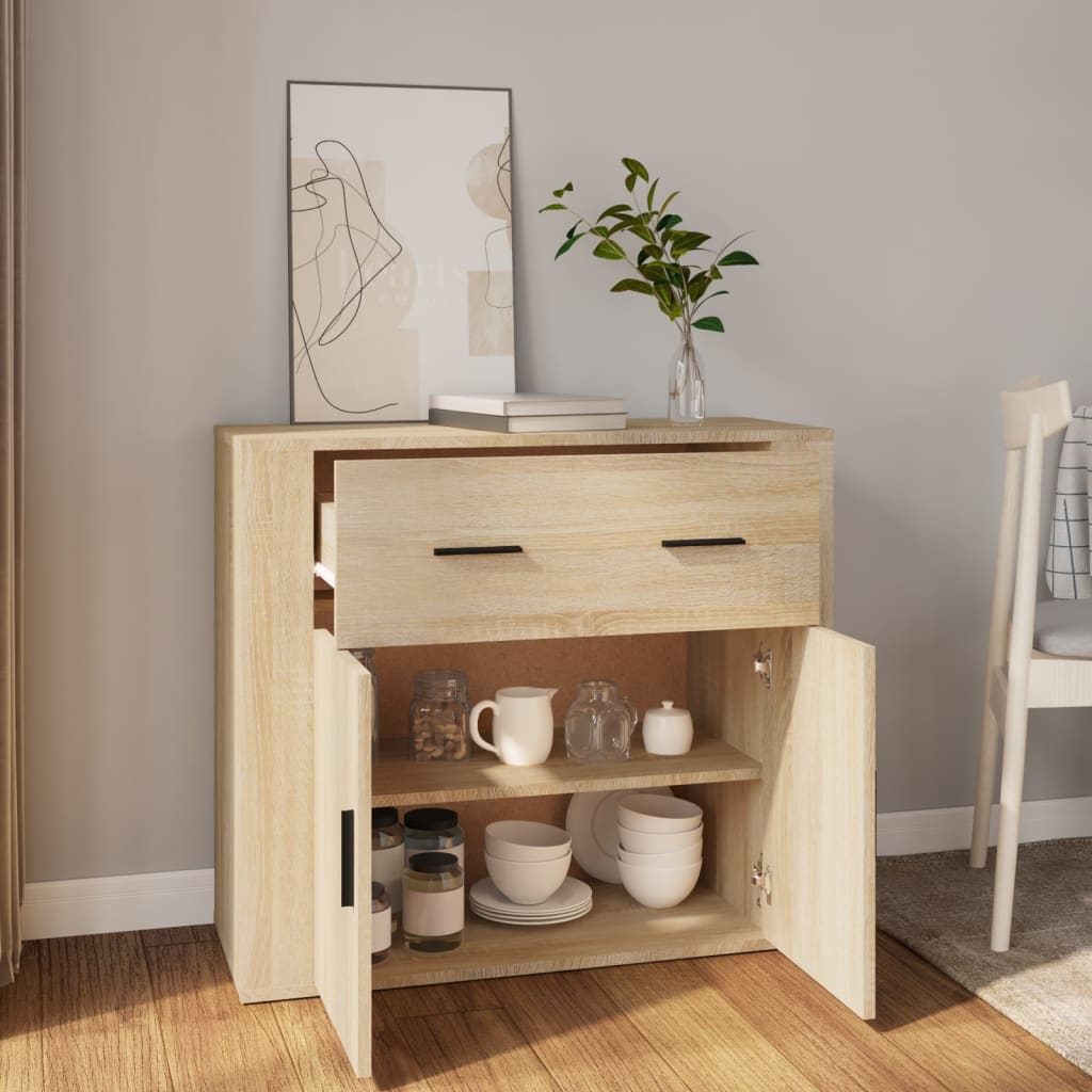 Dressoir 80X33X70 Cm Bewerkt Hout Sonoma Eikenkleurig