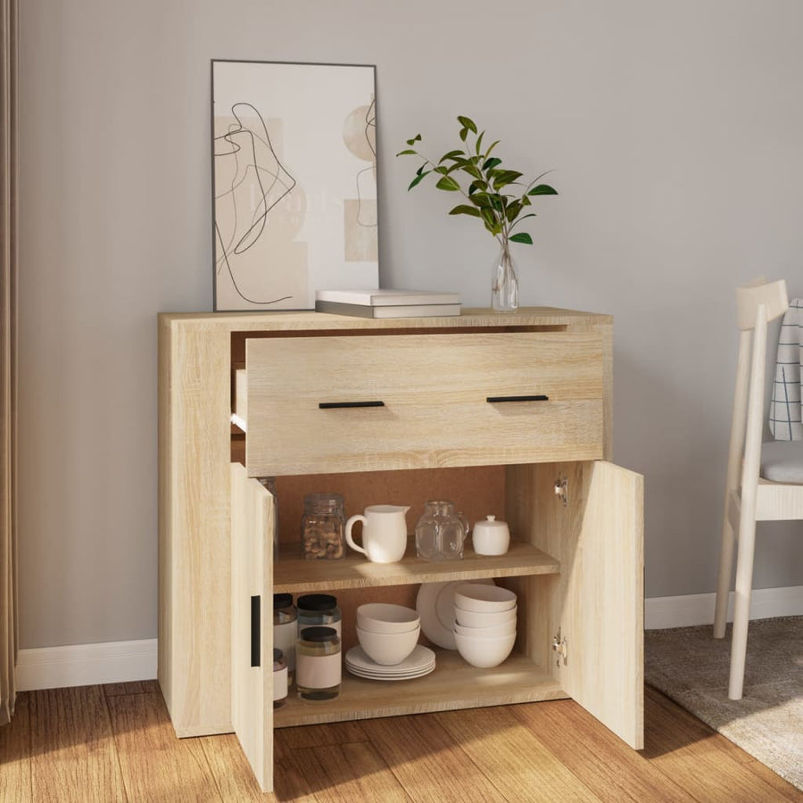Dressoir 80X33X70 Cm Bewerkt Hout Sonoma Eikenkleurig