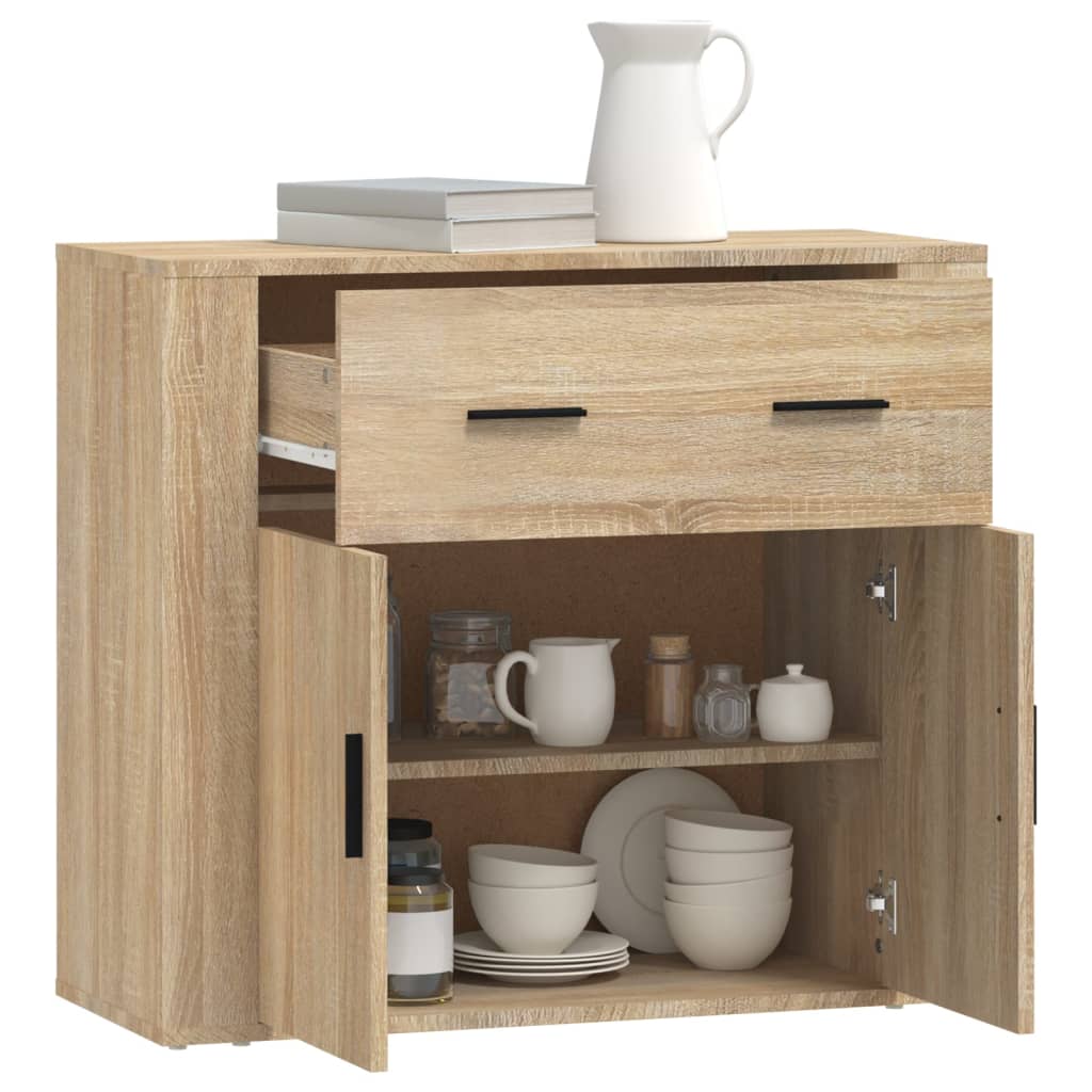 Dressoir 80X33X70 Cm Bewerkt Hout Sonoma Eikenkleurig