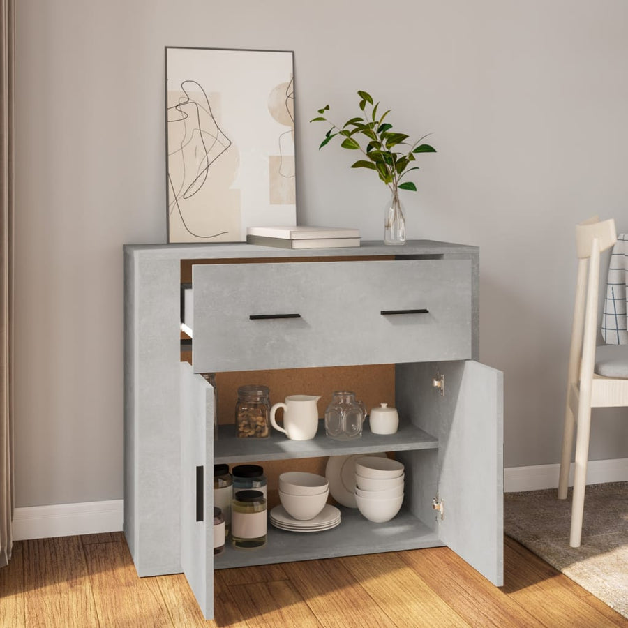 Dressoir 80X33X70 Cm Bewerkt Hout Betongrijs