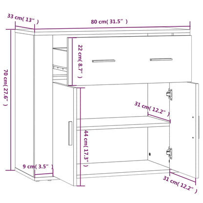 Dressoir 80X33X70 Cm Bewerkt Hout Betongrijs