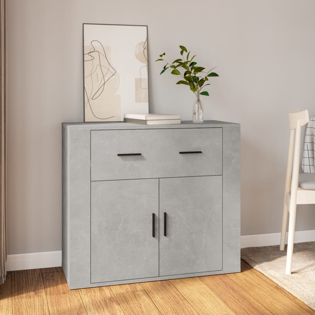 Dressoir 80X33X70 Cm Bewerkt Hout Betongrijs