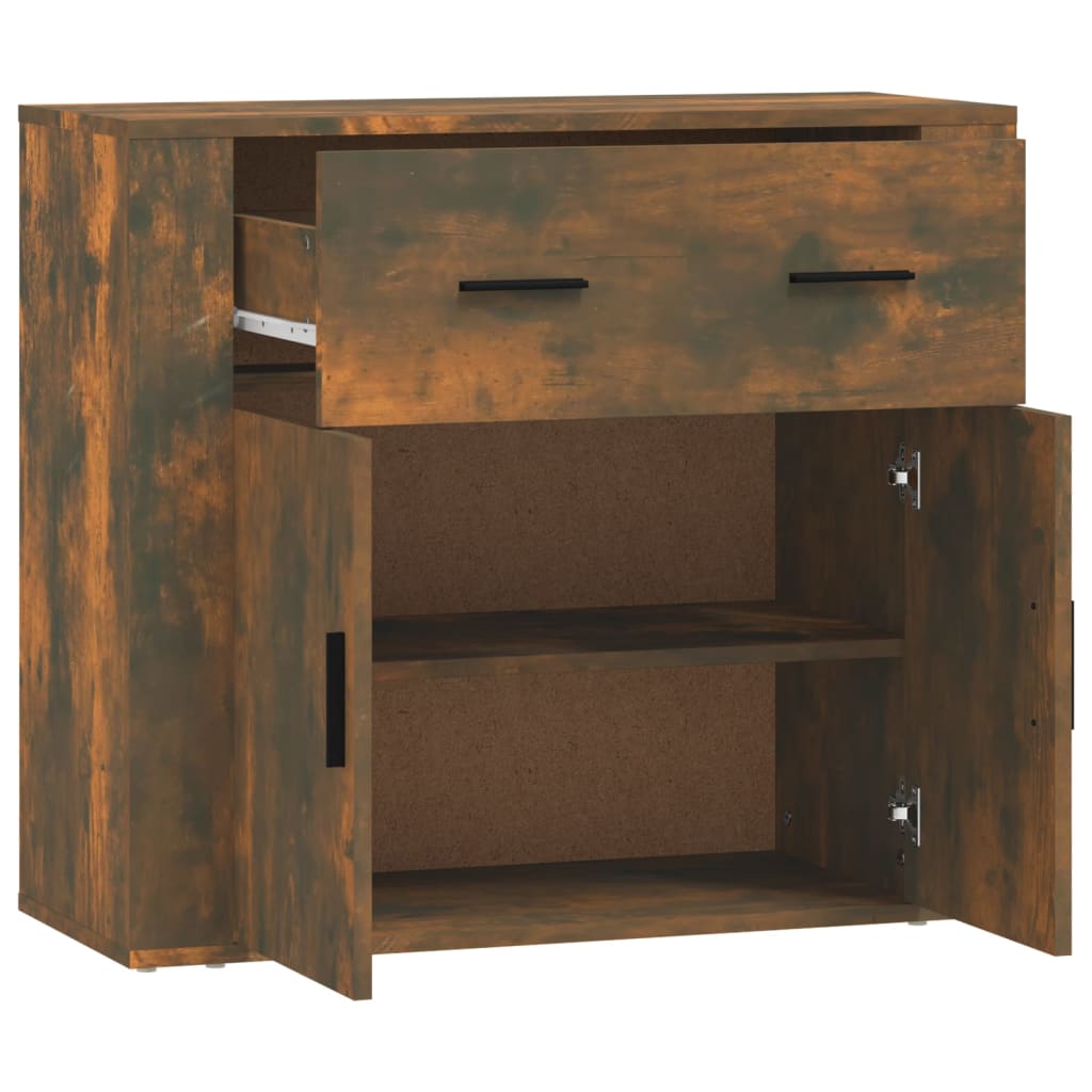 Dressoir 80x33x70 cm bewerkt hout gerookt eikenkleurig