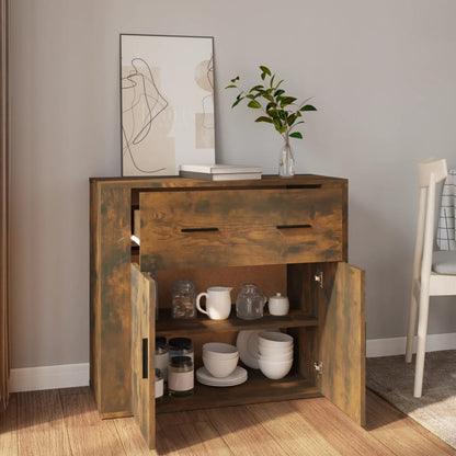 Dressoir 80x33x70 cm bewerkt hout gerookt eikenkleurig