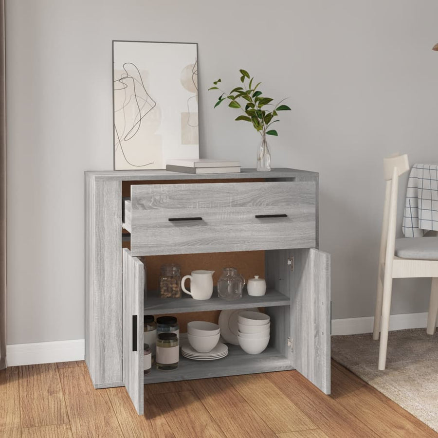 Dressoir 80X33X70 Cm Bewerkt Hout Grijs Sonoma Eikenkleurig