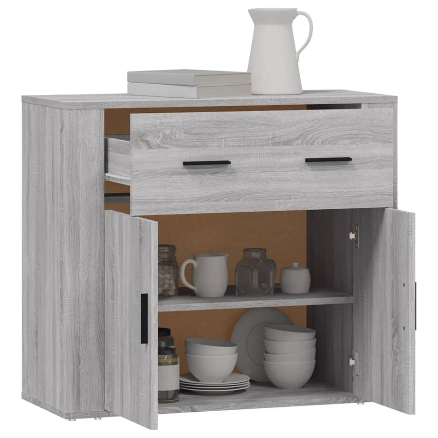 Dressoir 80X33X70 Cm Bewerkt Hout Grijs Sonoma Eikenkleurig