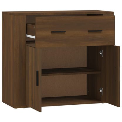 Dressoir 80x33x70 cm bewerkt hout bruin eikenkleur