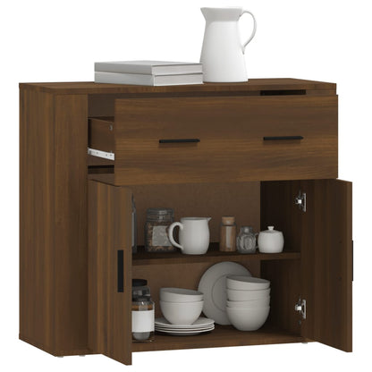 Dressoir 80x33x70 cm bewerkt hout bruin eikenkleur