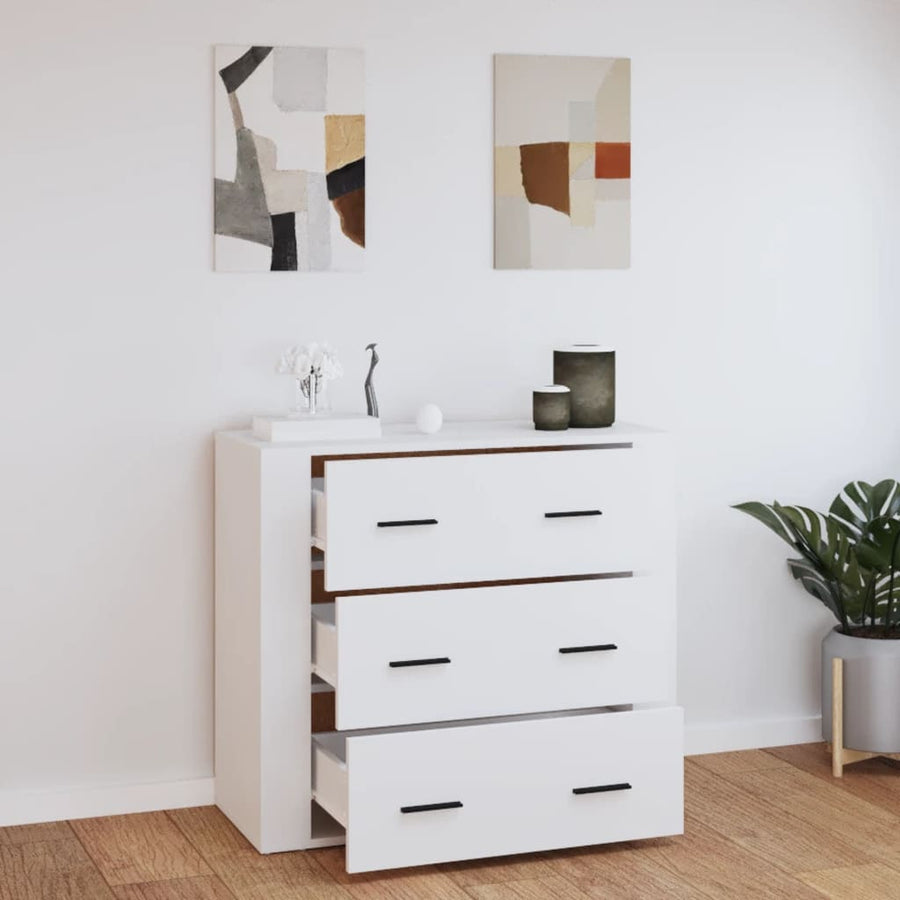 Dressoir 80X33X70 Cm Bewerkt Hout Wit