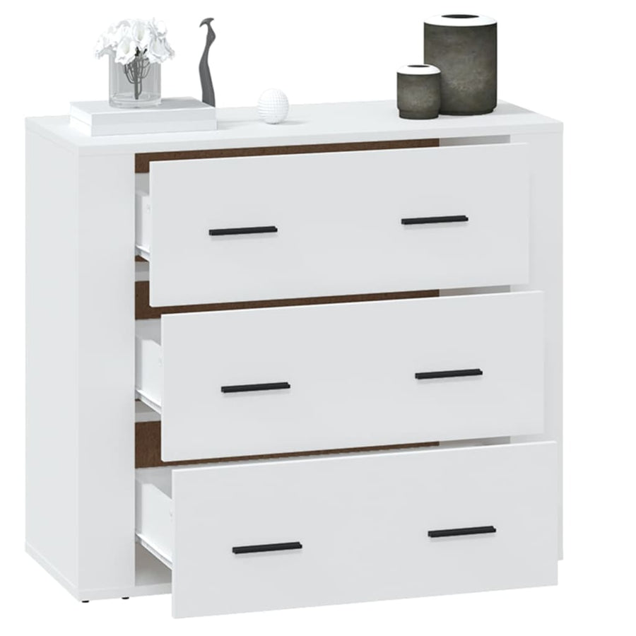 Dressoir 80X33X70 Cm Bewerkt Hout Wit