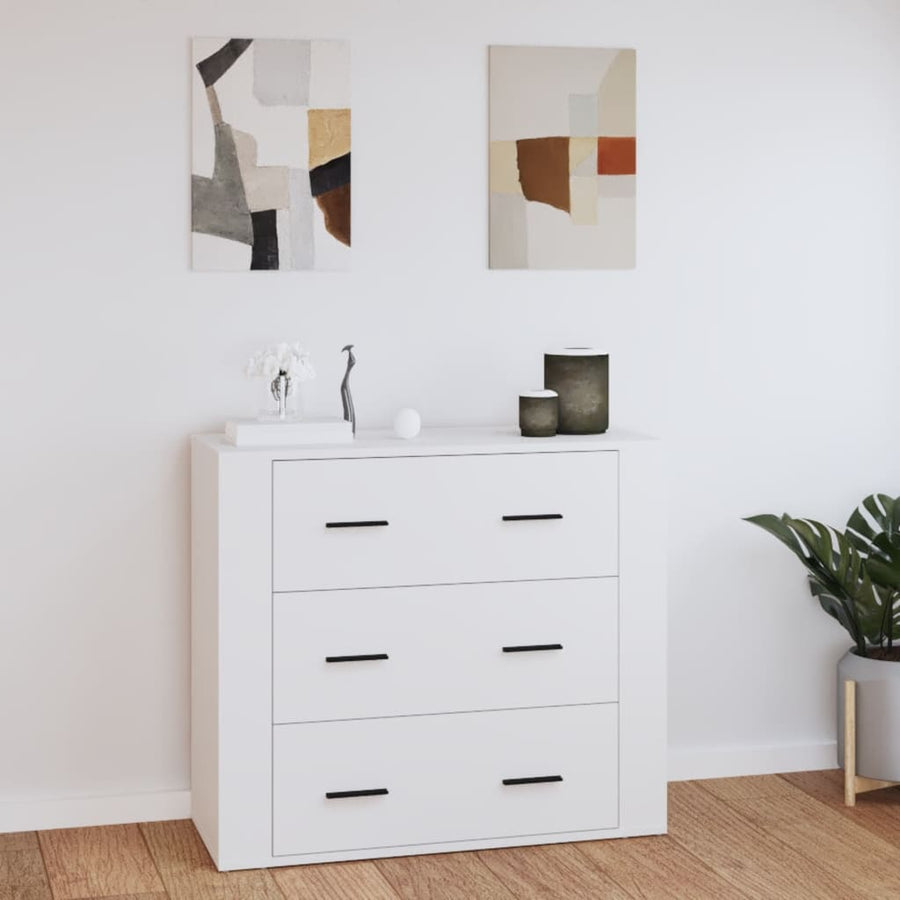 Dressoir 80X33X70 Cm Bewerkt Hout Wit