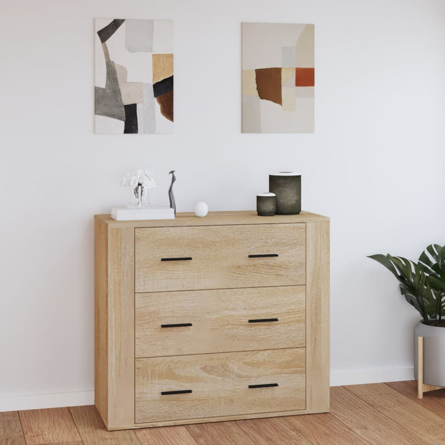 Dressoir 80X33X70 Cm Bewerkt Hout Sonoma Eikenkleurig