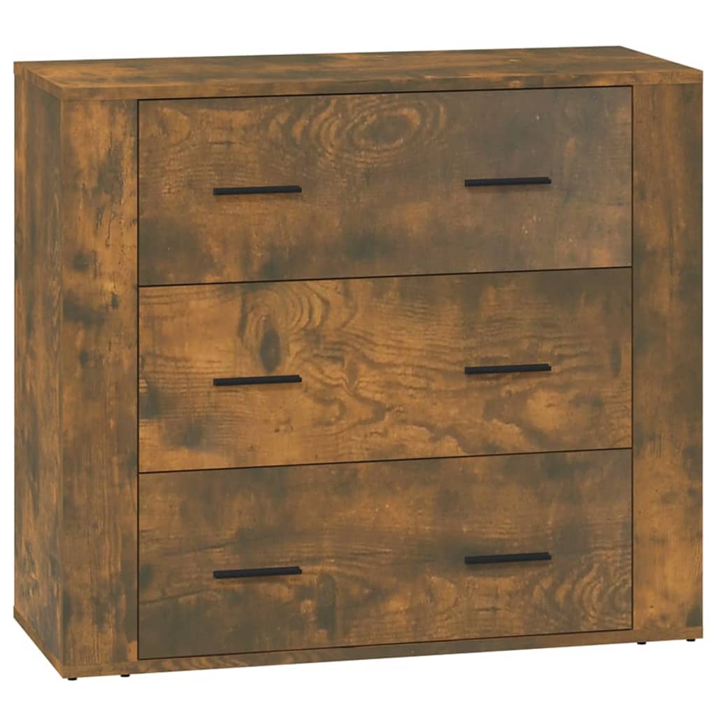 Dressoir 80X33X70 Cm Bewerkt Hout Gerookt Eikenkleurig