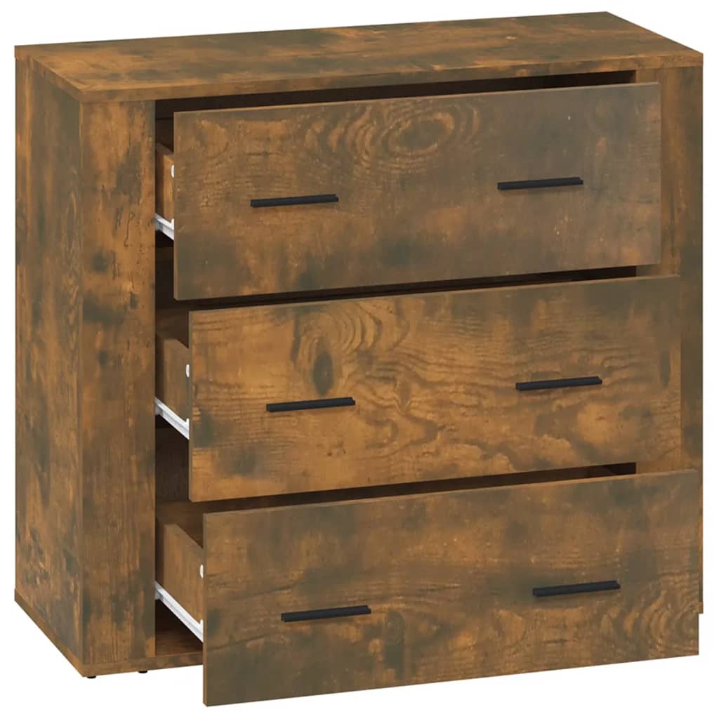 Dressoir 80X33X70 Cm Bewerkt Hout Gerookt Eikenkleurig