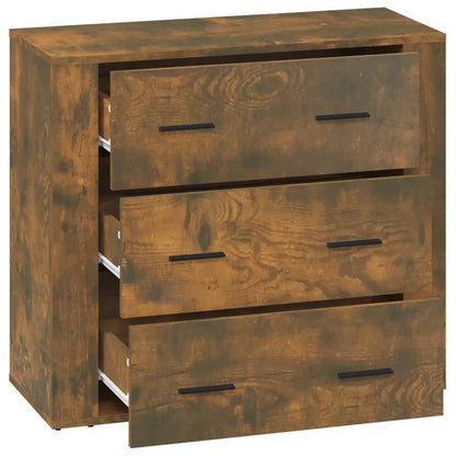 Dressoir 80X33X70 Cm Bewerkt Hout Gerookt Eikenkleurig