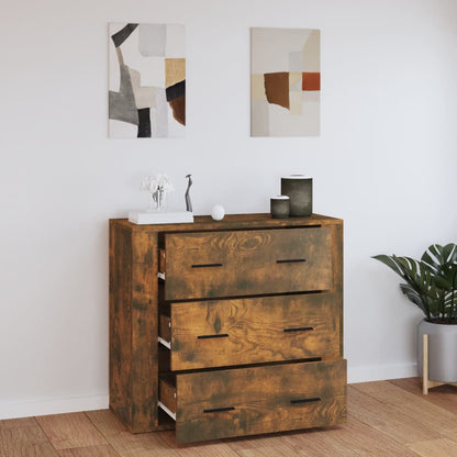 Dressoir 80X33X70 Cm Bewerkt Hout Gerookt Eikenkleurig