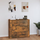 Sideboard 80x33x70 cm carved wood smoked oak look