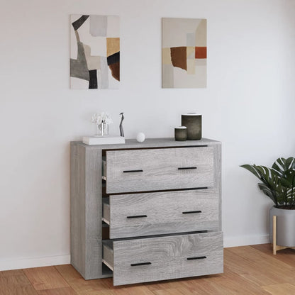 Dressoir 80X33X70 Cm Bewerkt Hout Grijs Sonoma Eikenkleurig