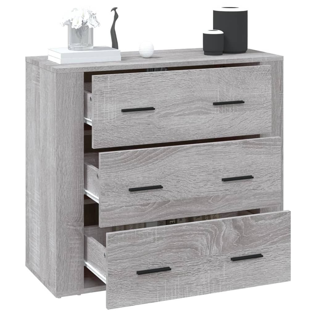 Dressoir 80X33X70 Cm Bewerkt Hout Grijs Sonoma Eikenkleurig