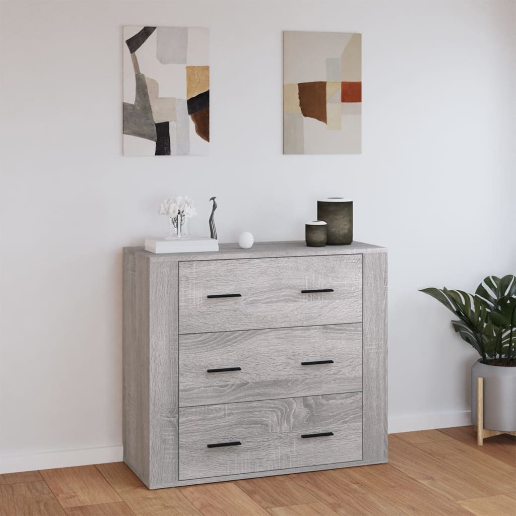 Dressoir 80X33X70 Cm Bewerkt Hout Grijs Sonoma Eikenkleurig