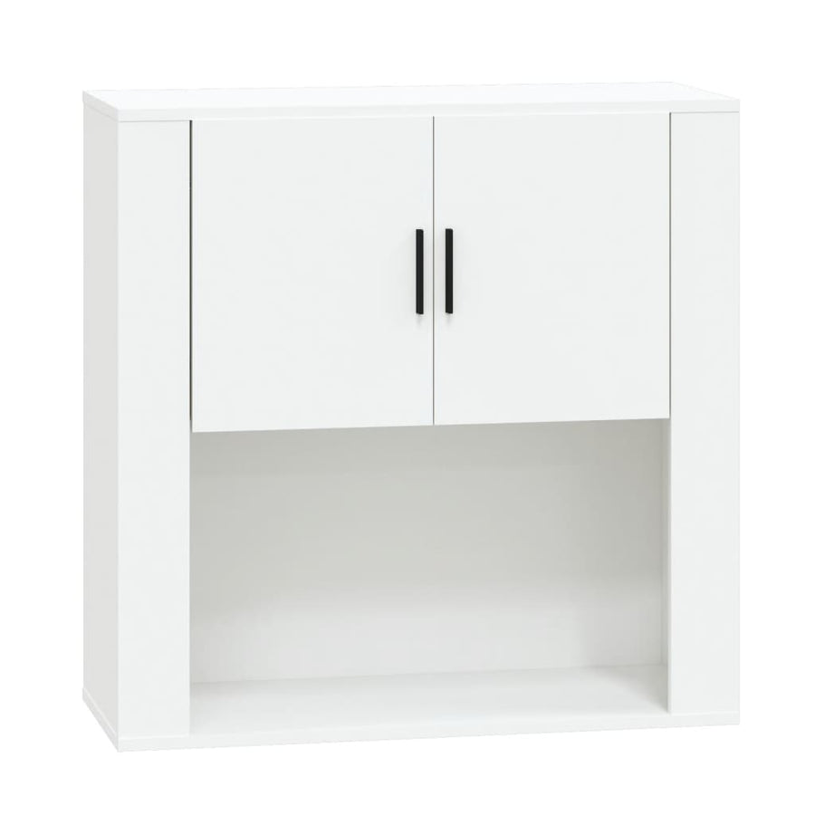 Wandkast 80x33x80 cm bewerkt hout wit Wit