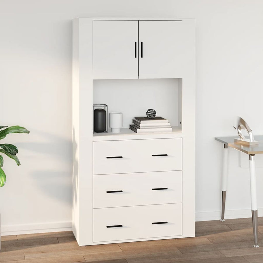 Wandkast 80x33x80 cm bewerkt hout wit Wit