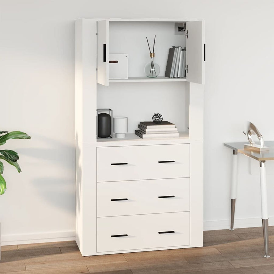 Wandkast 80X33X80 Cm Bewerkt Hout Wit