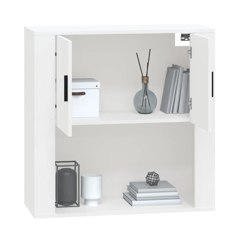 Wandkast 80x33x80 cm bewerkt hout wit Wit