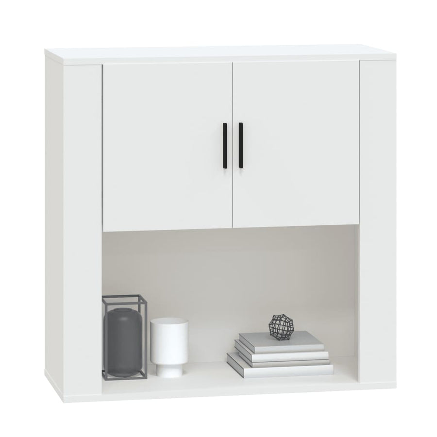Wandkast 80x33x80 cm bewerkt hout wit Wit